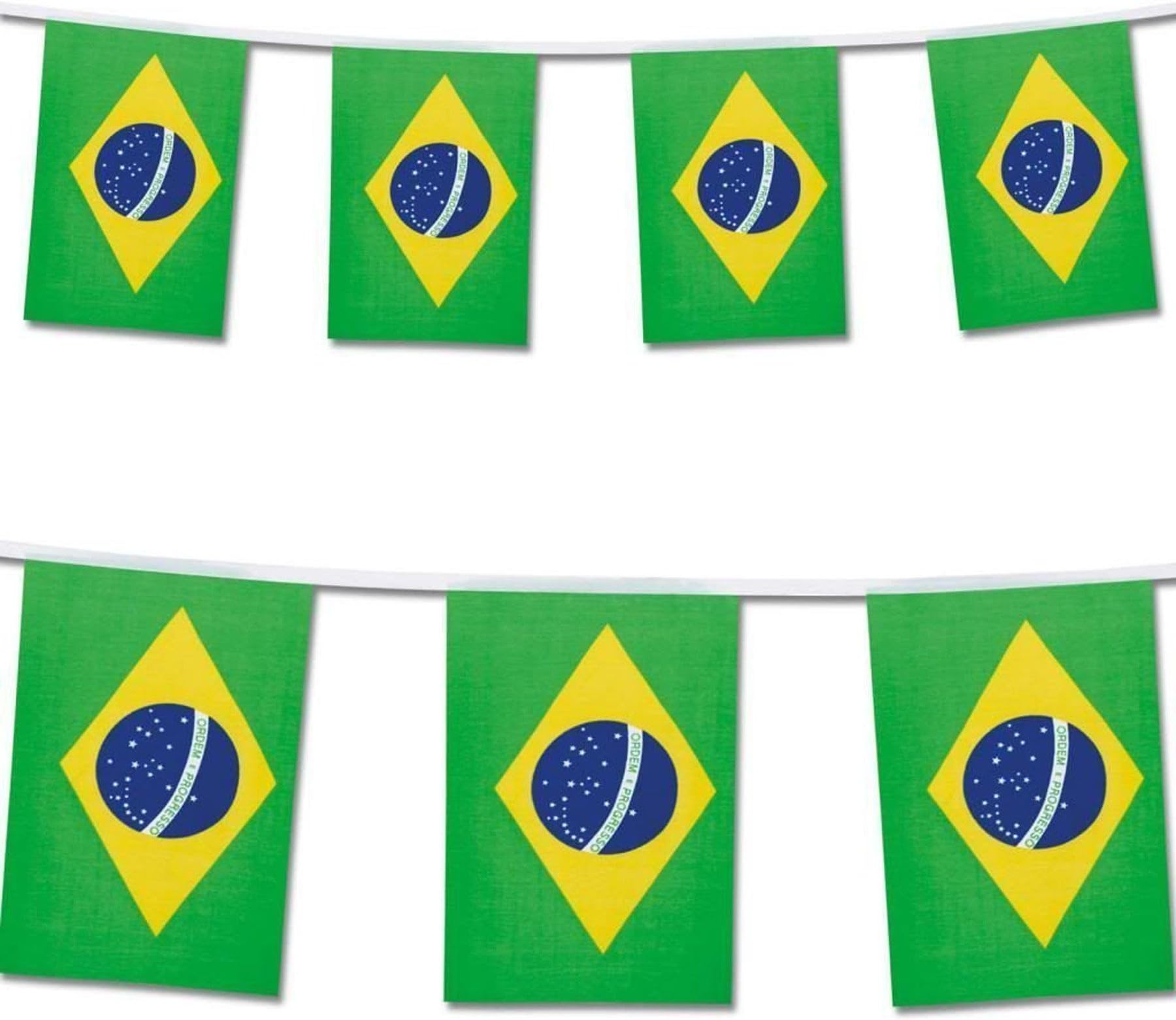 25 Brazil Flag Rio Olympics Brazilian Banner String Flags 22ft