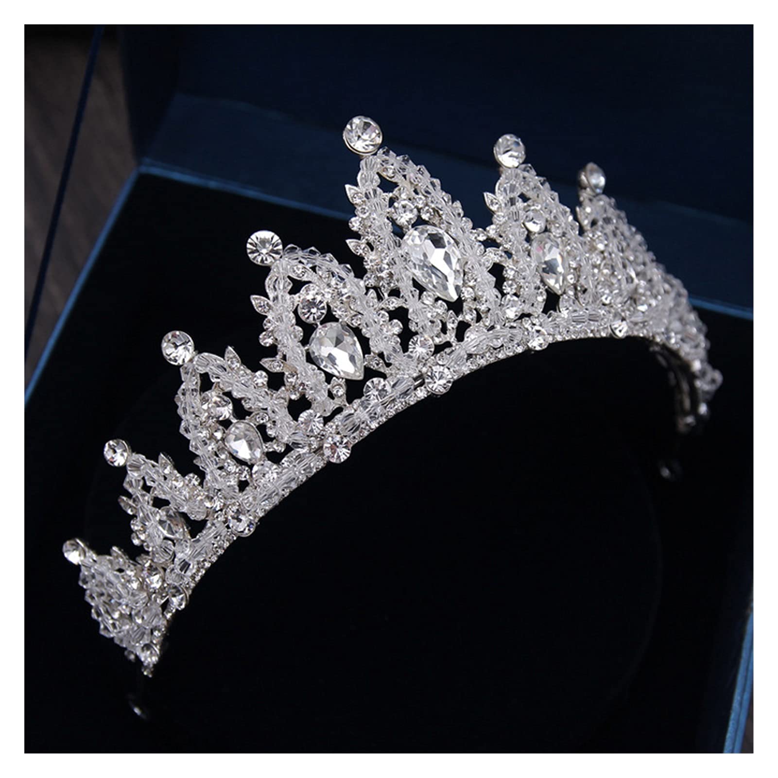 Barokowy luksusowy Rhinestone korona ślubna diadem ręcznie robiony srebrny kryształ Diadem diadem na ślub panny młodej akcesoria do włosów Tiara (kolor metalu: srebrny)