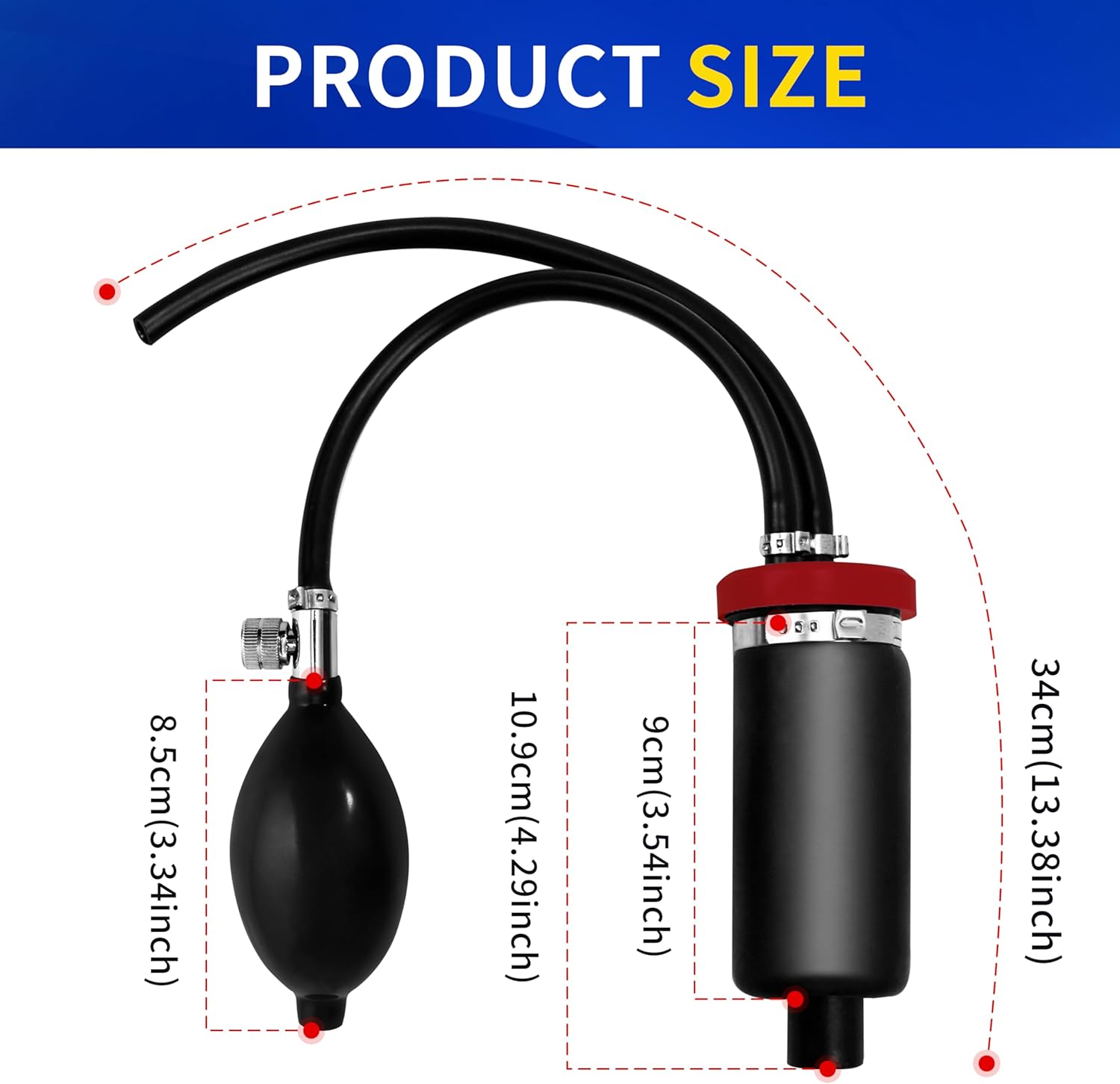 Kuntech Universal Easy Intake Adapter, Automotive Smoke Machine Inflatable Bladder, for 12V Vehicle Pipes Fuel Leakage Detector Diagnostic Tester, Vehicle Fuel Leakage Detector Diagnostic