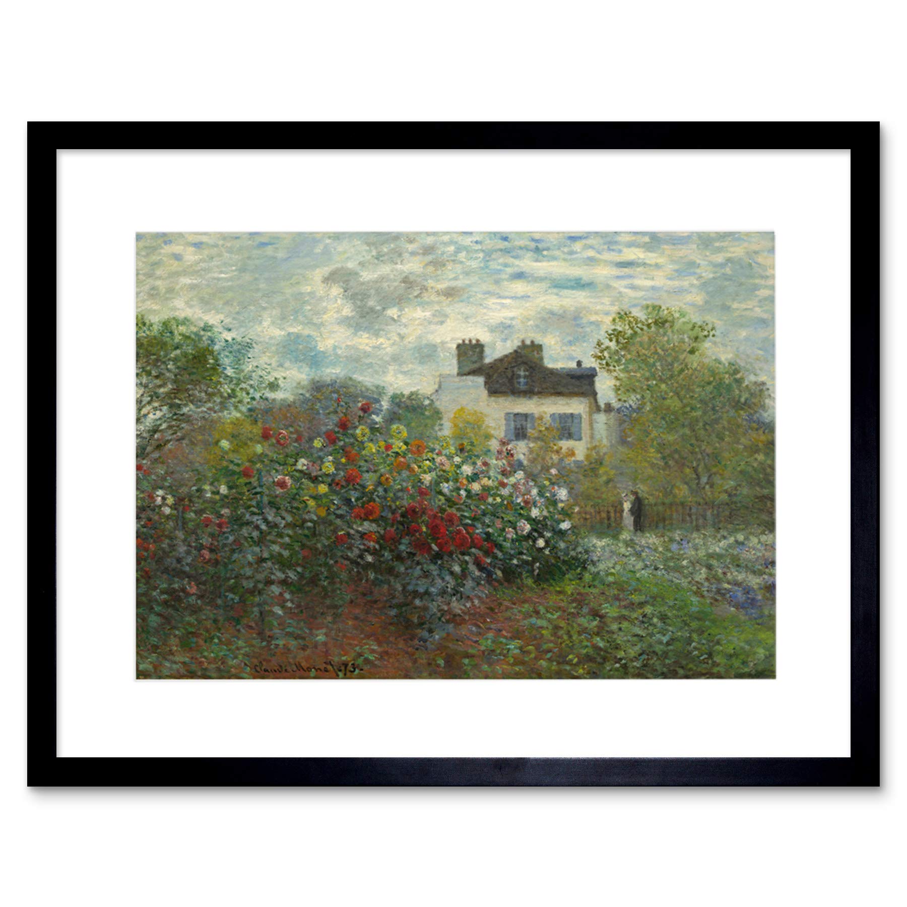 Wee Blue Coo Claude Monet French Artist Argenteuil Corner Garden Dahlia Framed Wall Art Print