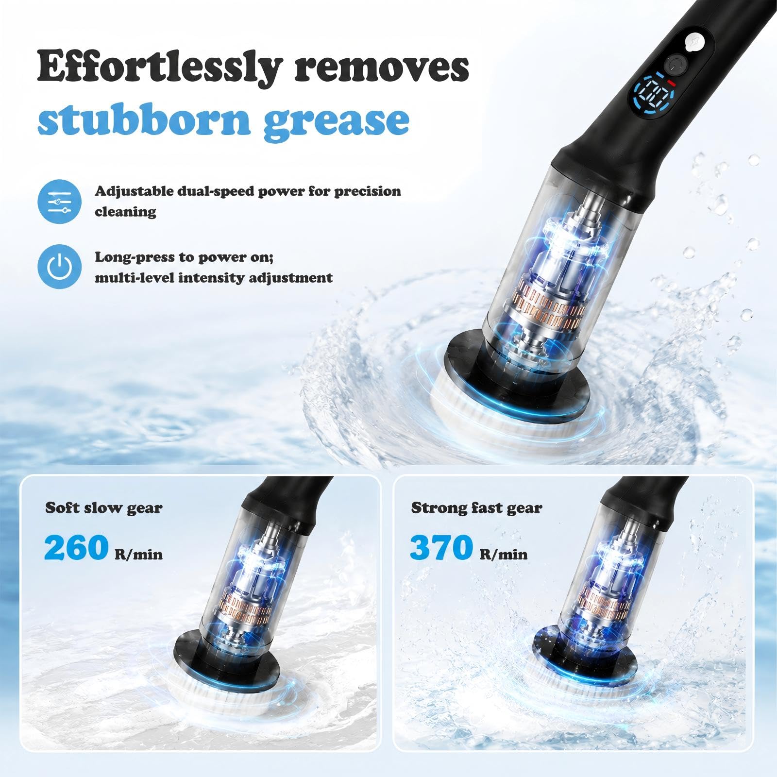 Brosse de nettoyage électrique avec 9 embouts, étanche IPX6