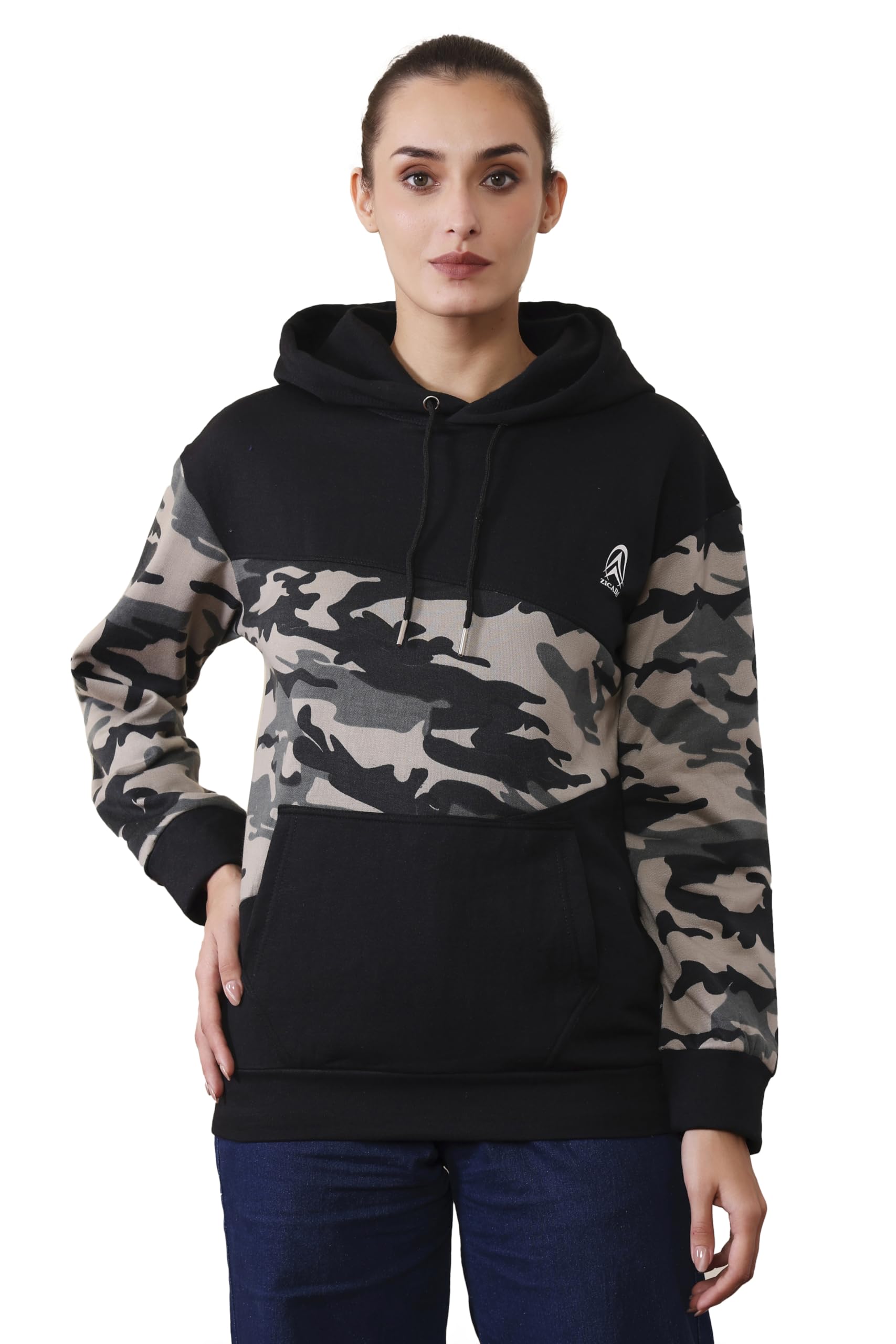 zicada Women's Sweatshirts Cotton Regular Fit Hooded Neck with Hoodies, Womens Casual Hoodies Fleece Material Long Sleeves Solid Sweatshirt with Pockets, Oversized Hoodies-picture-48