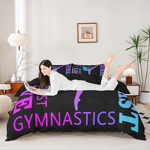 Miniatura 3 de Feelyou Love - Juego de ropa de cama de gimnasia para niñas y niños, ejercicios de piso, ballet, funda de edredón decorativa de atletismo, funda de