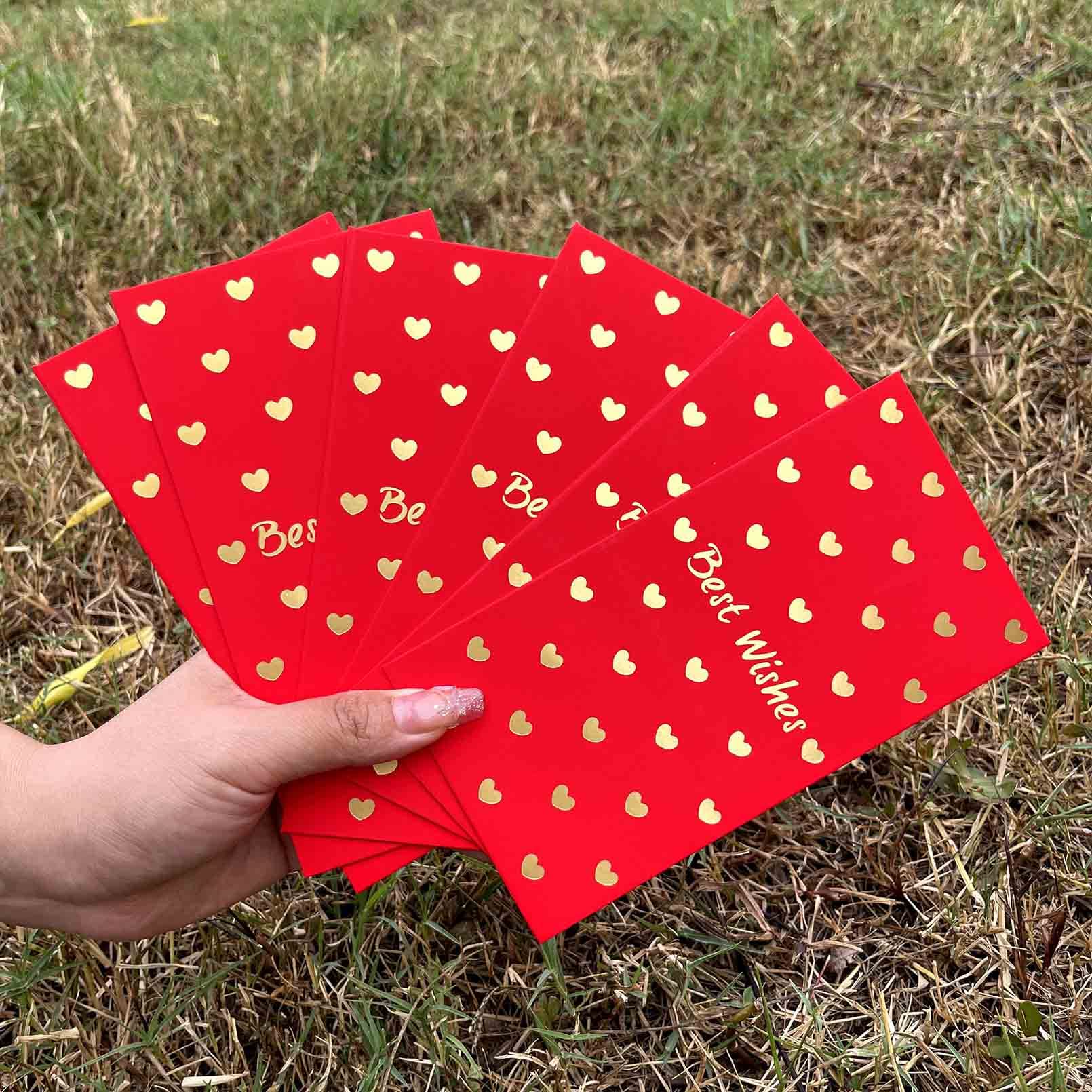 6PCS Chinese lucky Money Envelopes- New Year Lucky Money Packet-3.5 x 6.9 Inch Hong Bao Lai See for Chinese Spring Festival Birthday Wedding - Style D