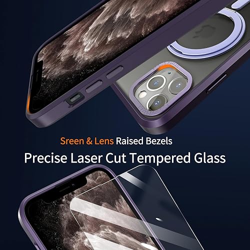 Miniatura 6 de STERKER Funda transparente con anillo giratorio de 360 para iPhone 11 Pro Max compatible con magnético 2 protectores de pantalla con soporte,
