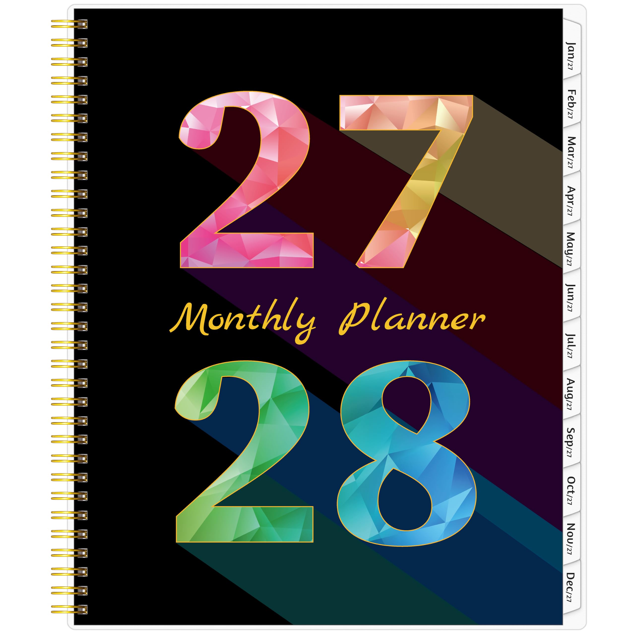 Monatsplaner 2027–2028, 18 Monate, Kalender 2027–2028 von Januar 2027–Juni 2028, 21,6 x 27,9 cm, mit linierter Aufbreitung, flexiblem Einband, Spiralbindung, Tasche, beschichtete Tabs, Notizen und