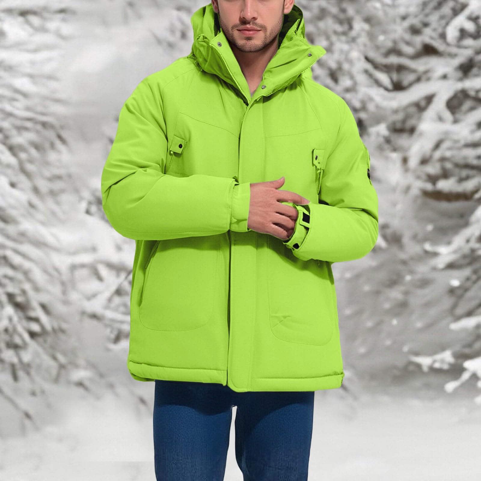 Giacche impermeabili da uomo con cappuccio Giacche da trekking da uomo giacca antivento imbottita ispessita giacca antivento autunno/inverno giacca da esterno con tasche con cerniera cappotti casual