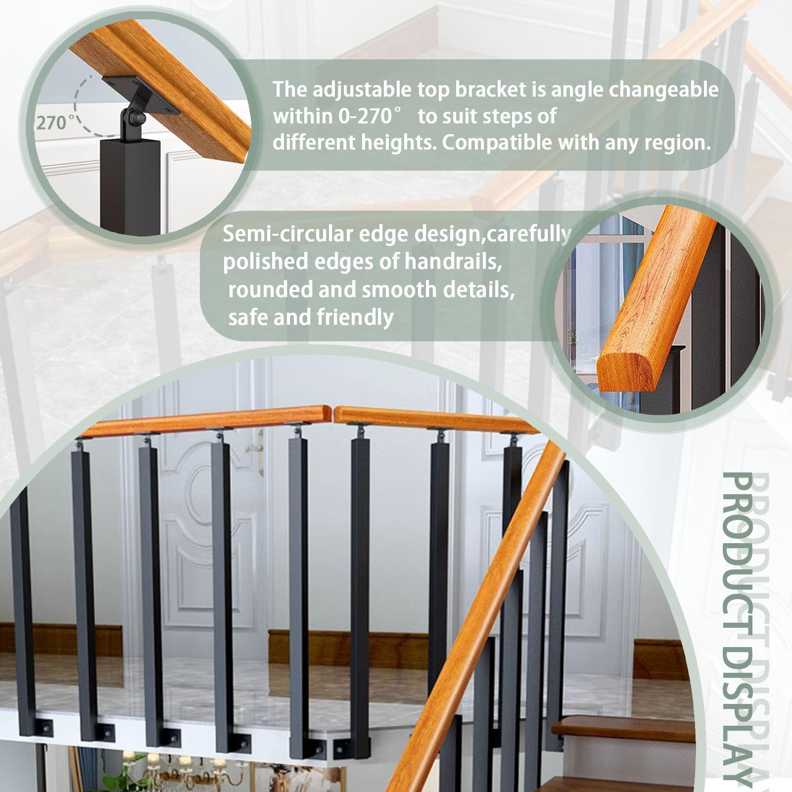 Barandilla de infrarrojos para exteriores con postes dobles, perfecta para 2 o 4 escalones, 90 cm de alto, para seguridad y seguridad
