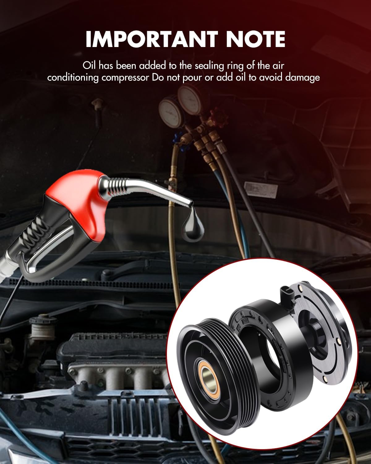 AC Compressor with Clutch Compatible with Honda for Accord 3.0L 2006-2007 for Odyssey for Pilot for Ridgeline 3.5L 2005-2008 for Acura 2003-2008