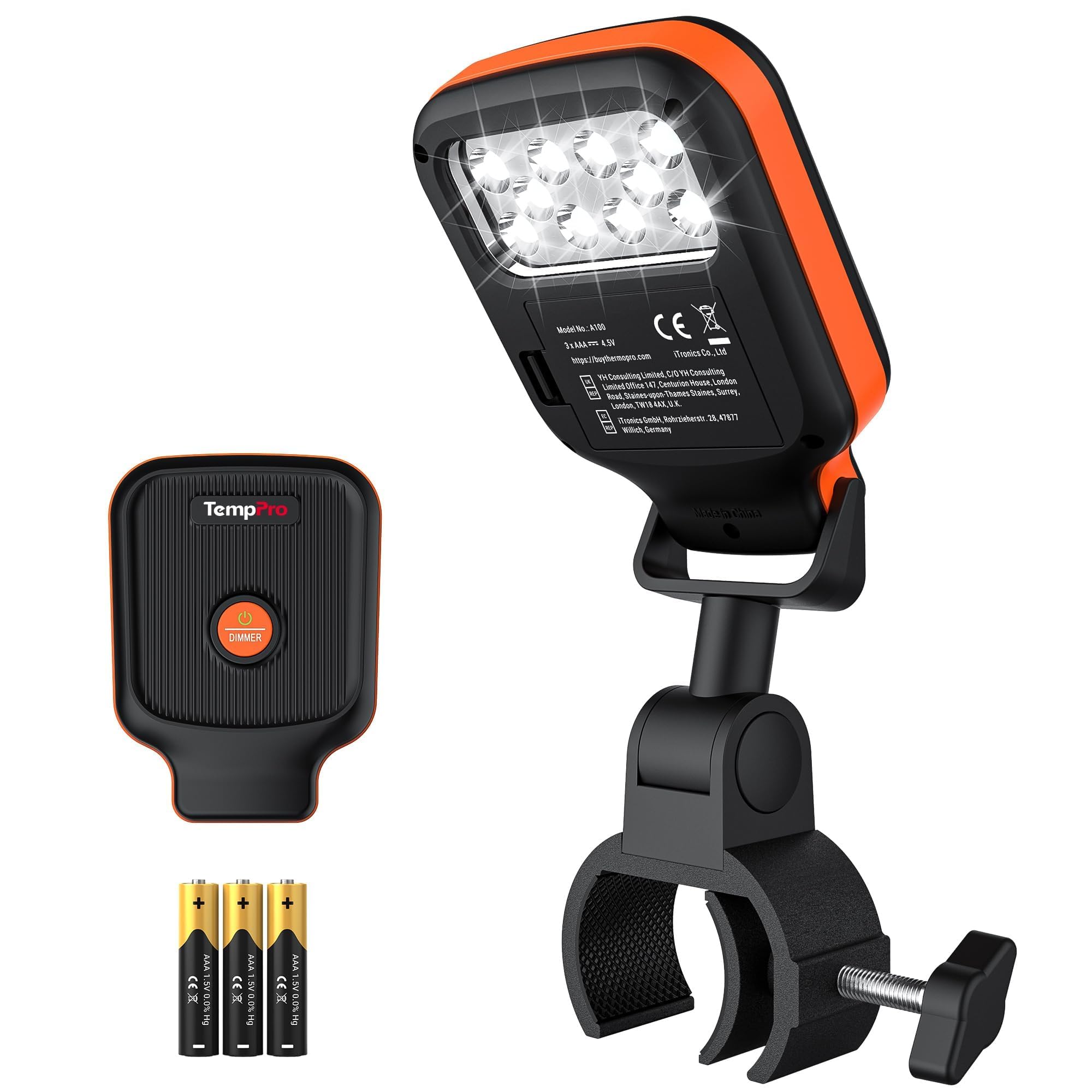 TempPro Outdoor Grill Light for BBQ with 10 LEDs &amp; 3 Brightness