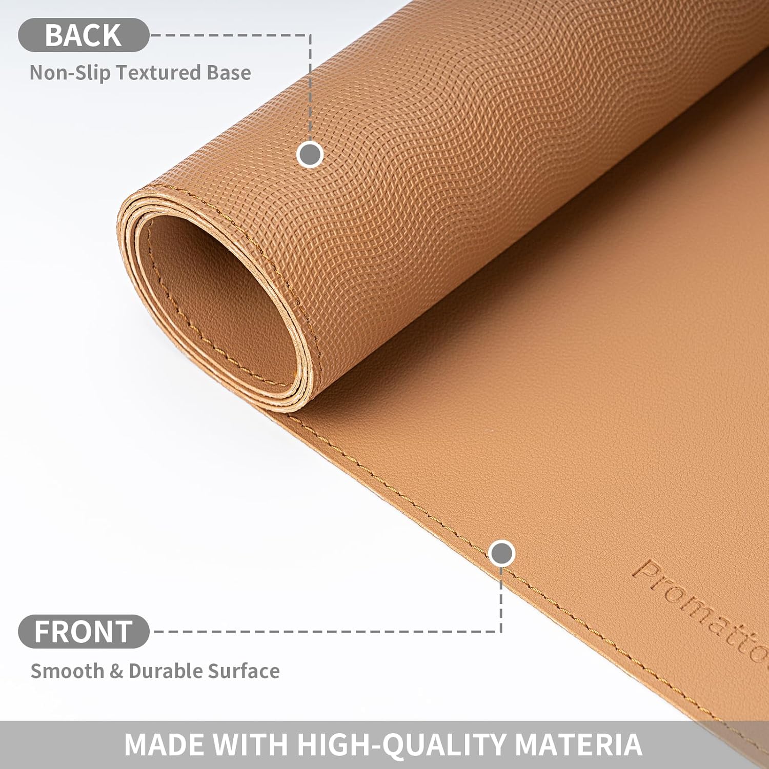 Oversized Non-Slip Desk Pad Protector with Premium Gift Box – Vegan Leather Waterproof Laptop Mat for Keyboard & Mouse, Grips Desk Firmly – Large Office Pad– Caramel Brown