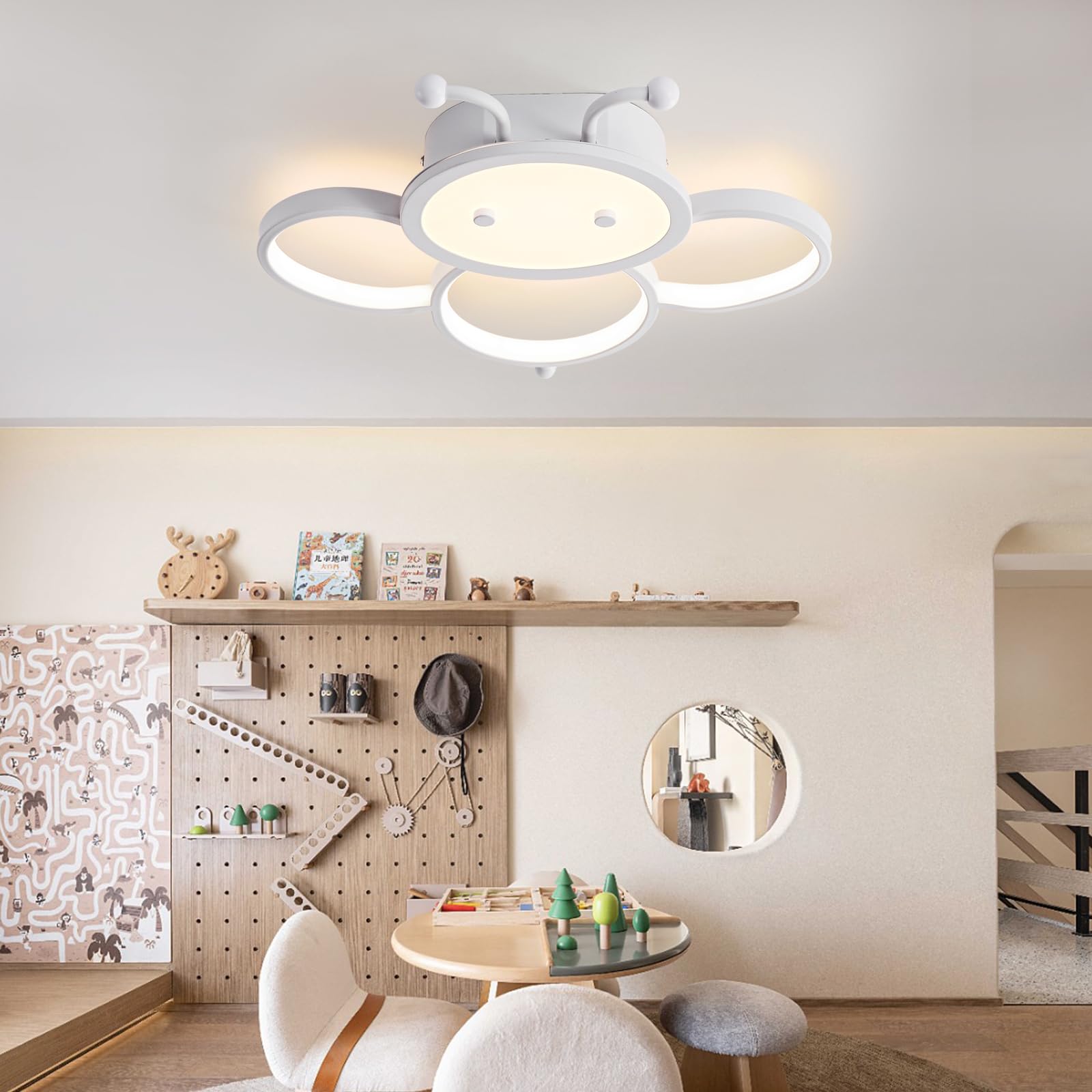 Lampadario Camera dei bambini LED Plafoniera Camera da letto Plafoniera Dimmerabile Luce con telecomando 3000K-6000K Ape Lampade a Soffitto Cameretta Bambino 40CM