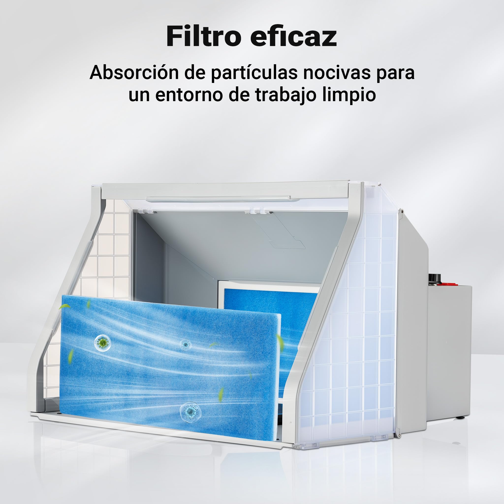WilTec Equipo Extractor aerografía 9m³/min Iluminación LED Ventilador Doble Regulable Cabina de Pintura
