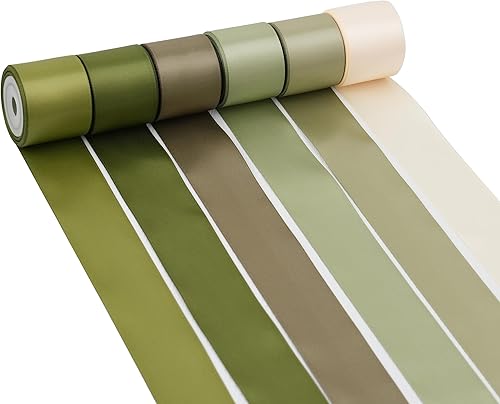 Miniatura 26 de Cinta de terracota de 1 pulgada, 6 rollos de cinta de satén surtido de naranja quemado para bodas, fiestas de fiestas, envoltura de regalos, lazos