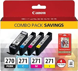 Canon PGI-270/CLI-271 Photo Paper Combo Pack Compatible to MG6820, MG6821, MG6822, MG5720, MG5721, MG5722, MG7720, TS5020, TS6020, TS8020, TS9020