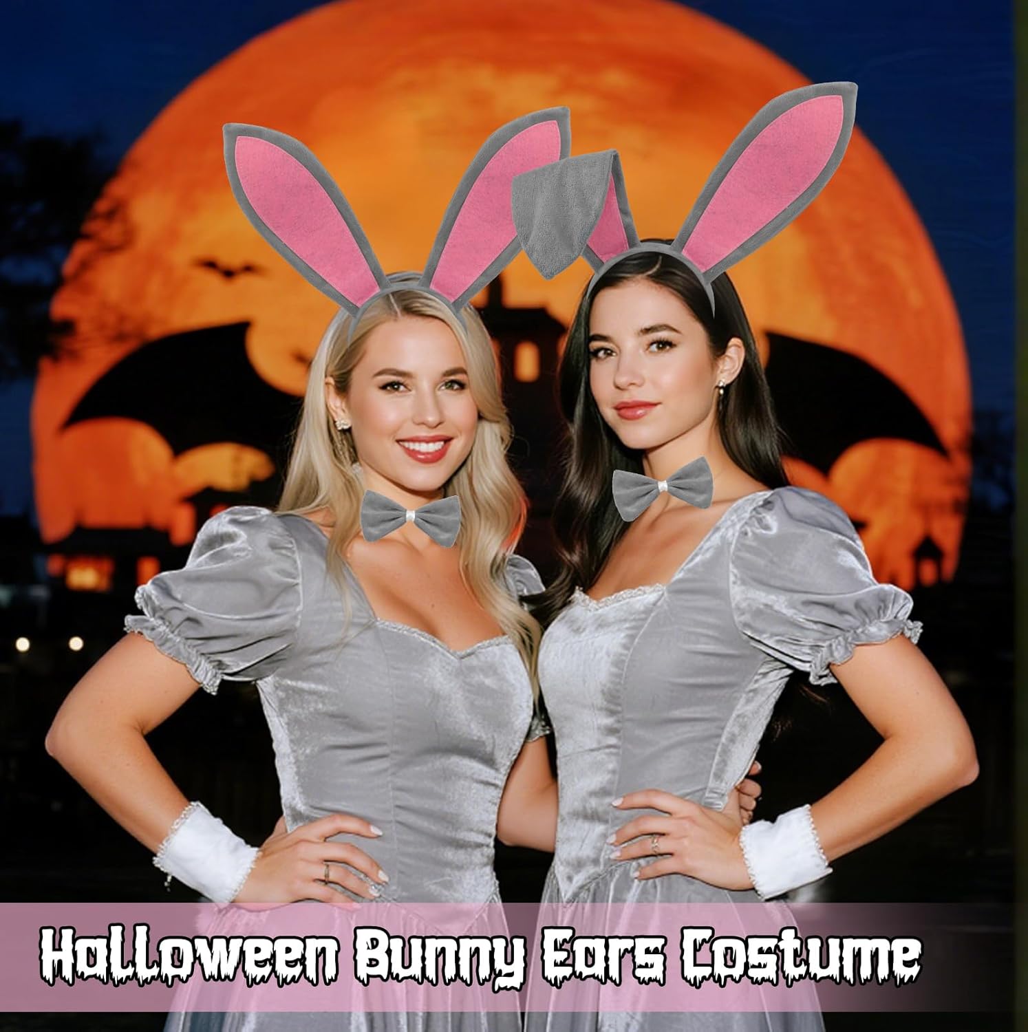 Bunny Ears Headband & Tail Set for Adult Halloween Bunny Cosplay Costume Accessories - Image 5