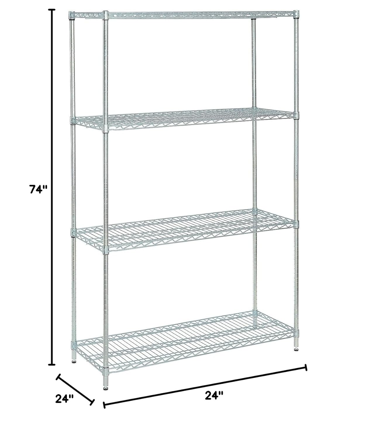 4-Shelf Shelving Unit Dimensions: 24" x 48" x 74"