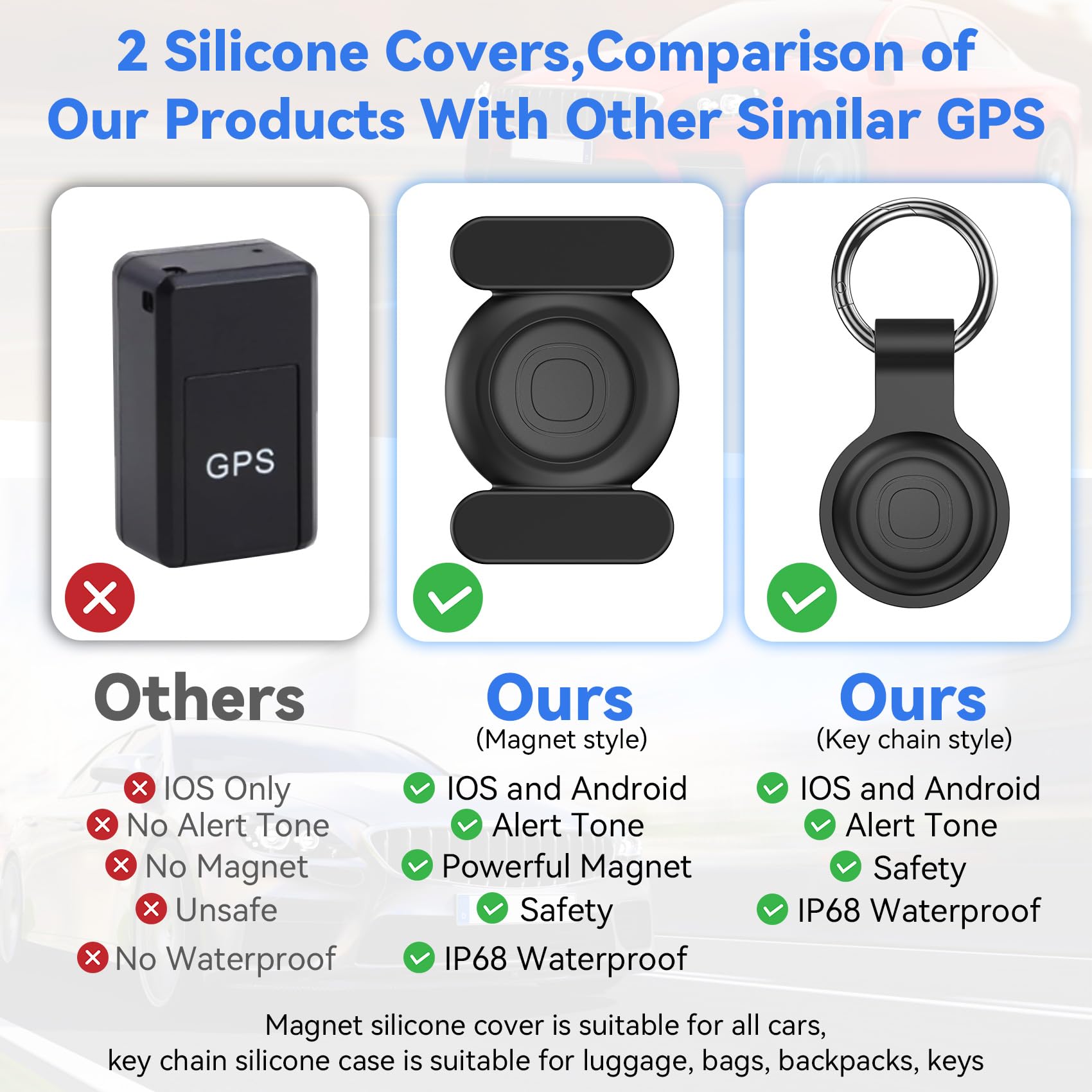 Traceur GPS pour véhicules, 2 Pack Air Tracker Android et iOS, Tracker de Voiture Magnétique étanche Smart Air Traceur GPS Localisateur D’Objets Bluetooth Tracker GPS pour Valises