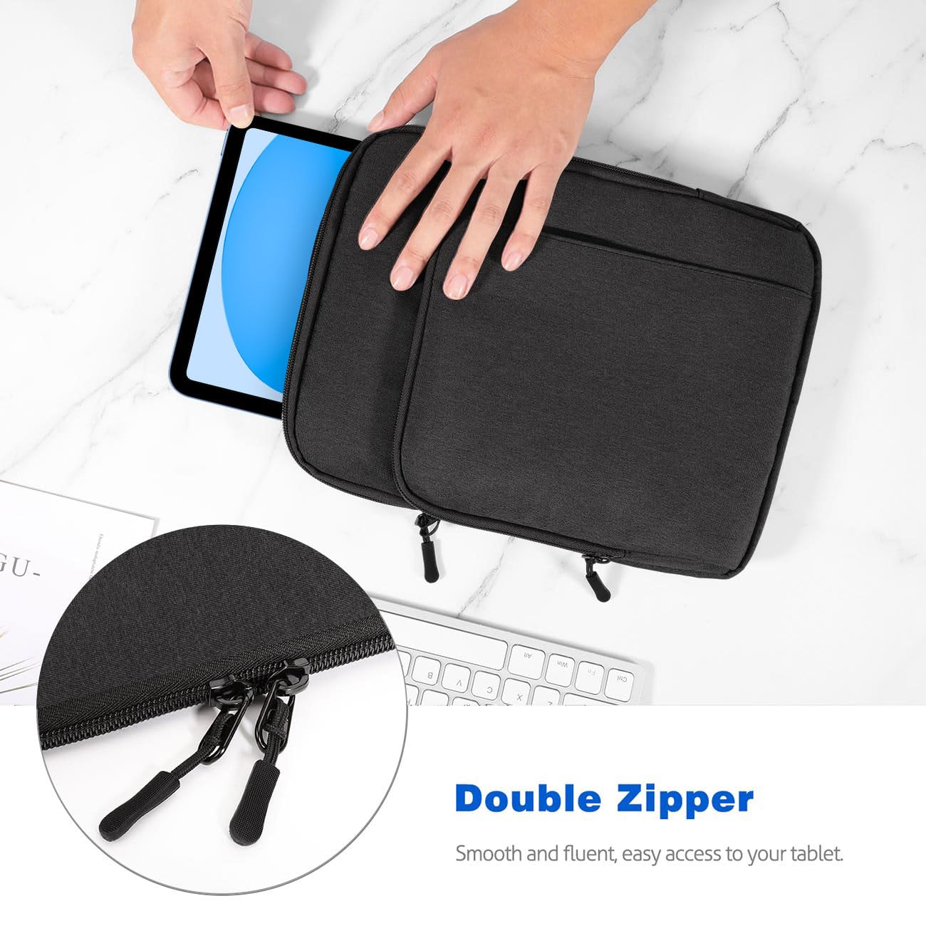 Dadanism 9-11" Tablet Borsa Portatile con Tracolla per iPad (A16) 11", iPad Air M4/M3/Pro M5/M4 11", iPad 10a Gen/Air 5 10,9", iPad 9/8/7a Gen 10,2", Galaxy Tab A11+ 11", Tab M11 11", Nero Grigio