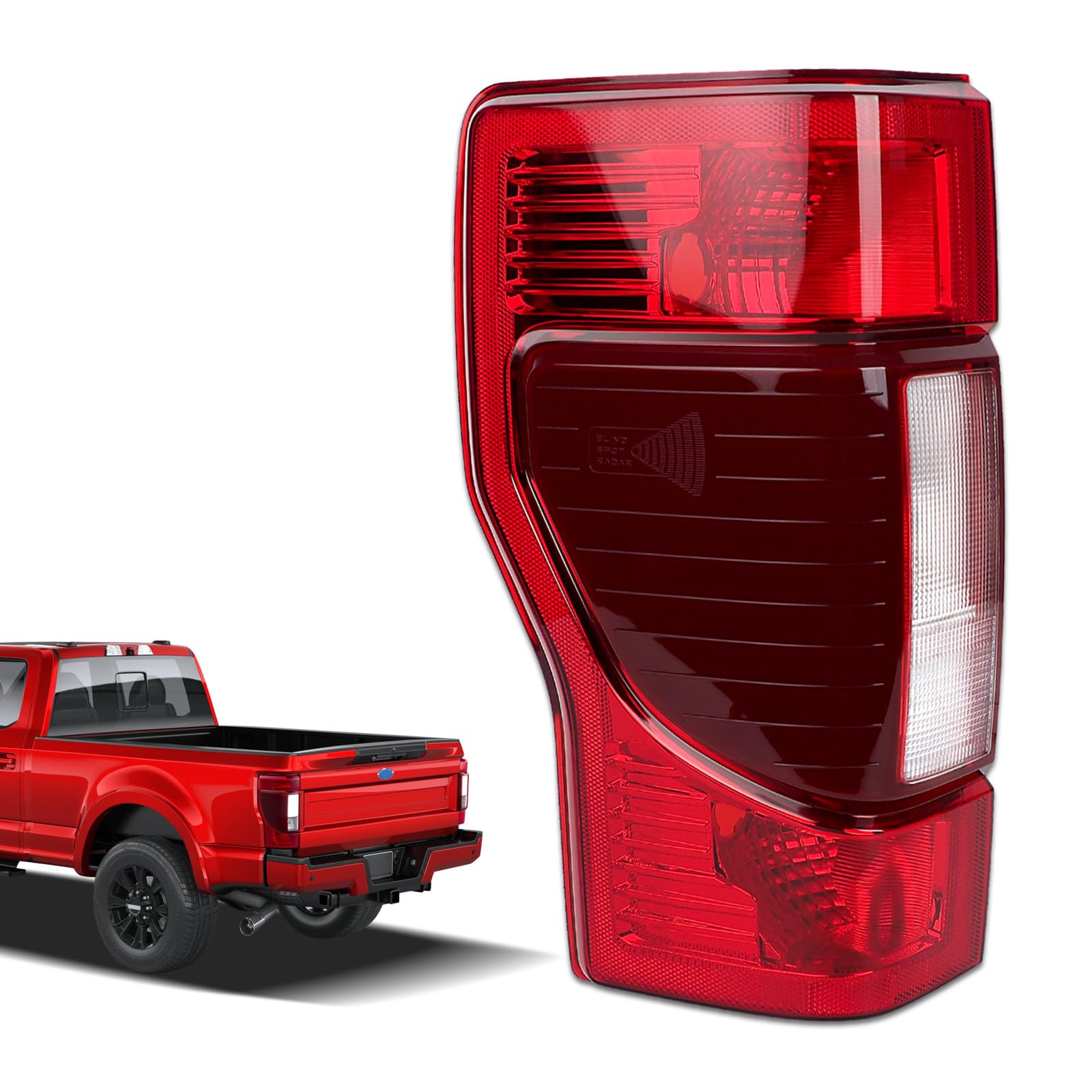tail light compatible with 2020 2021 2022 ford f250 f350 super duty halogen type w/blind spot rear light brake lamp signal assembly replace oem #lc3z13405a f02800279 (left driver side)