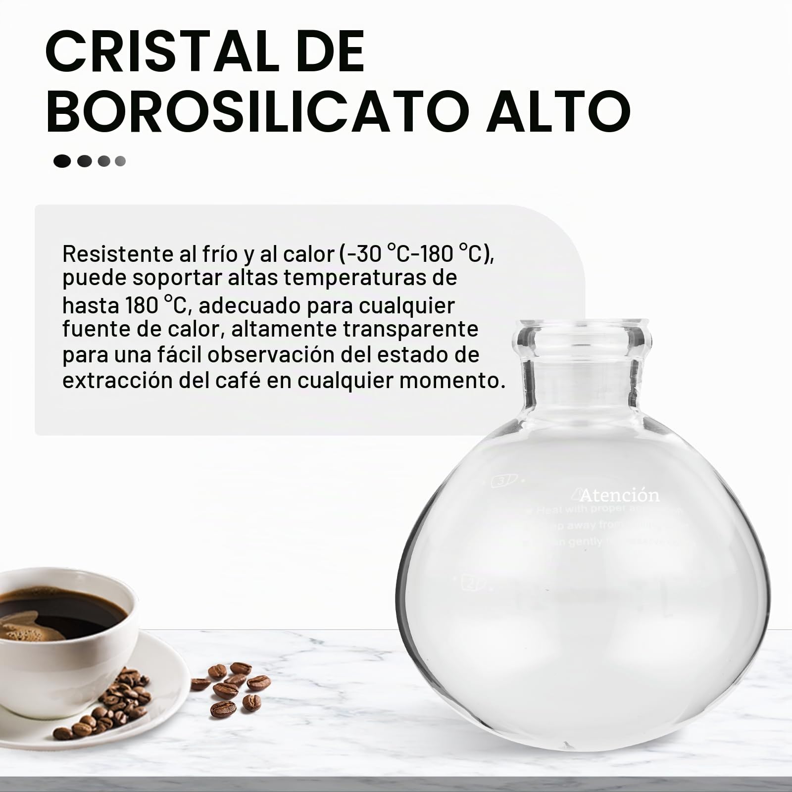 YUCHENGTECH Cafetera de Sifón,vidrio，3 tazas (360 ml)