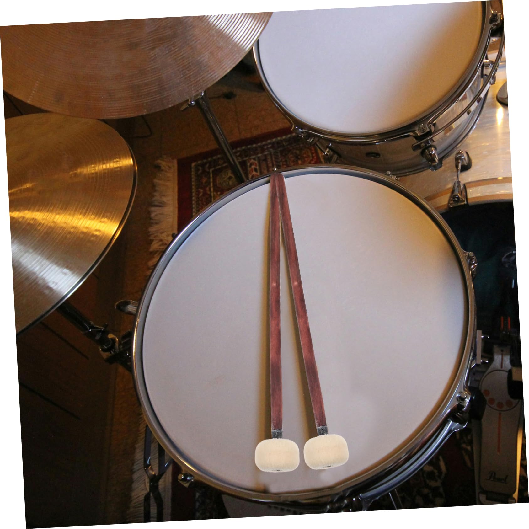 ibasenice 10stücke Holzgriff Schlagzeug Mallet Filzkopf Percussion Drumsticks Für Übung Und Tuning Für Marschtrommeln Und Bassdrums Robust Und Langlebig