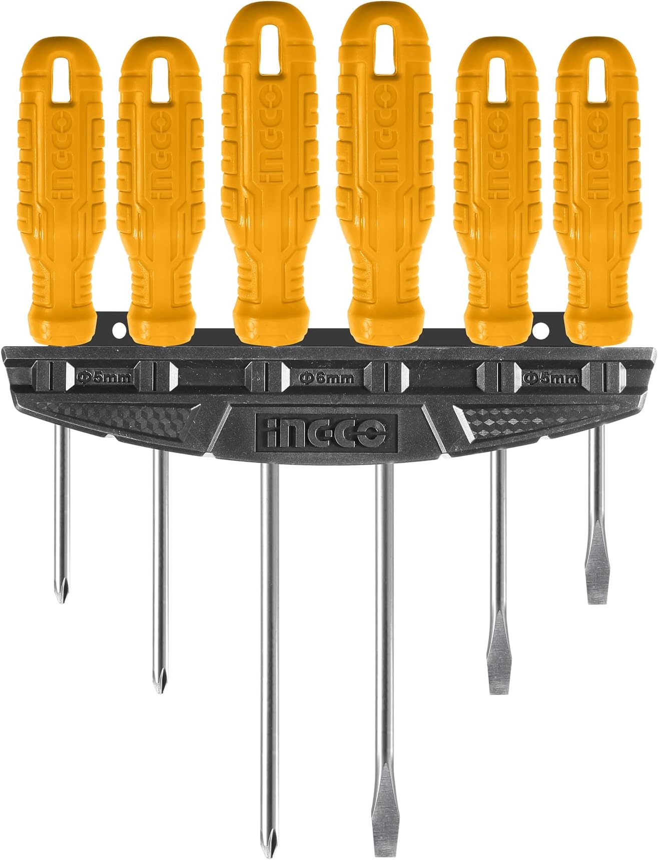 Ingco6 Piece Professional And Multi-Purpose Portable Magnetic Screwdriver Set With Plastic Frame,Perfect For Office, Home, & Use