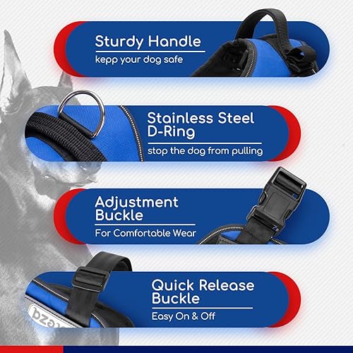 Miniatura 4 de Nobleza - Arnés reflectante sin tirones para perro, con asa y acolchado suave, arnés ajustable de fácil agarre para perros para razas pequeñas,