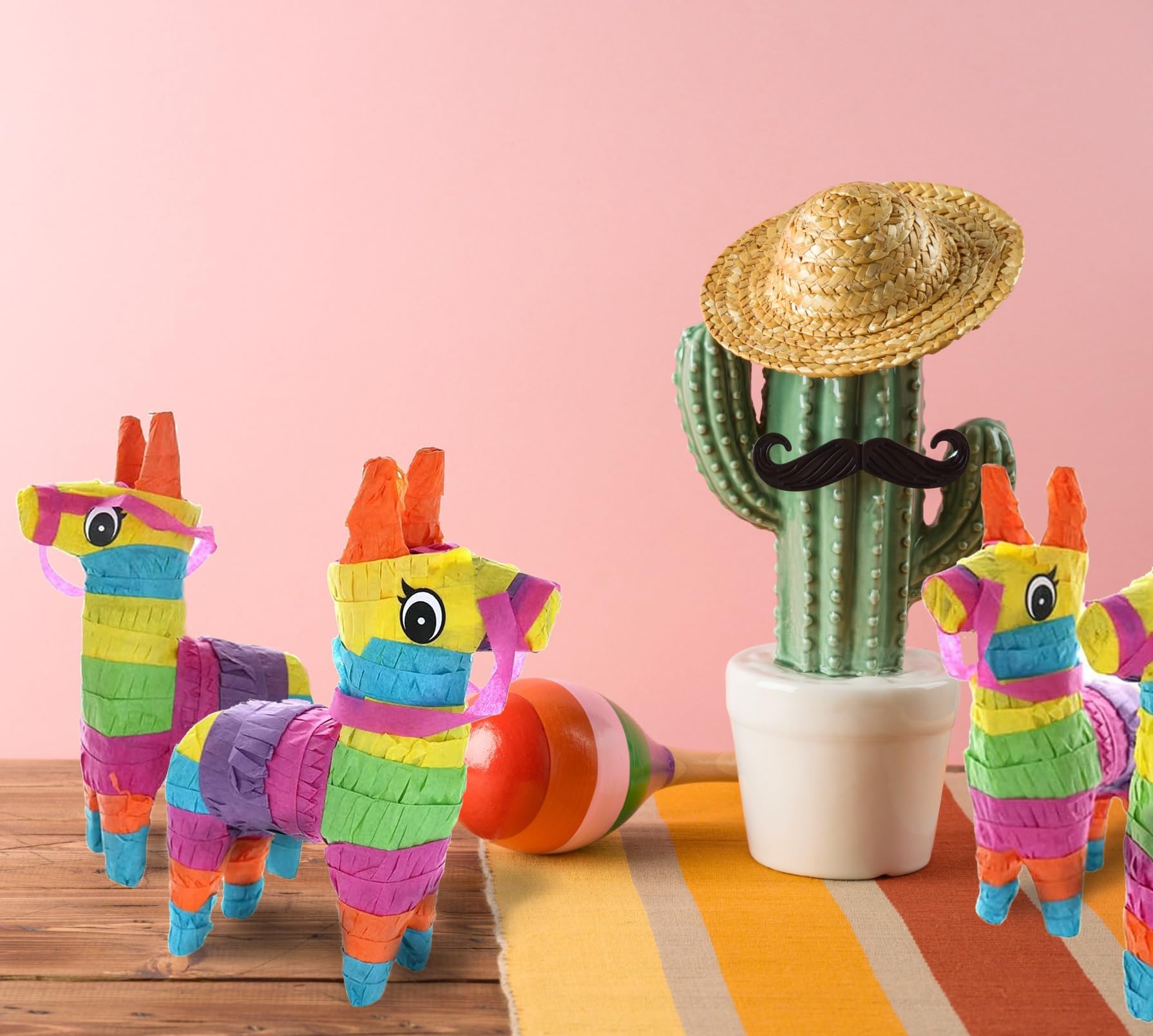 GIFTEXPRESS 12pc Value Pack Mini Donkey Piñatas 7.5x5.5", Rainbow Party Decoration for Cinco De Mayo, Fiestas, Taco, Llama Birthday, Carnival, Classroom & Table Centerpiece Party Favor