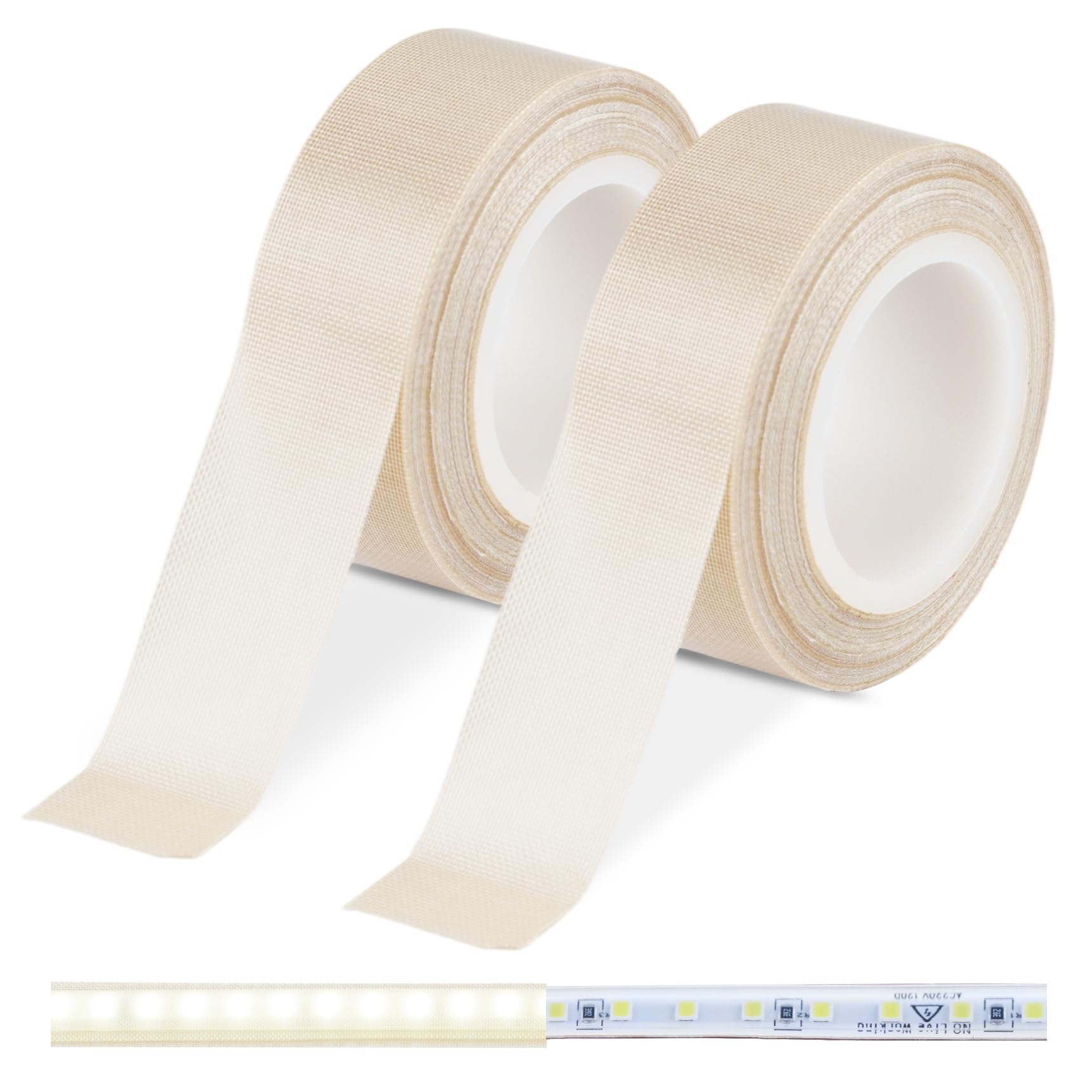 Meking led 減光 テフロンテープ 防眩 幅20mm×長10m 2巻入り 照明の眩しさを軽減 照明 遮光 テープ LEDライトの減光用 拡散シート 超強粘着力 耐熱 絶縁 防水 防塵 防油(薄茶色)