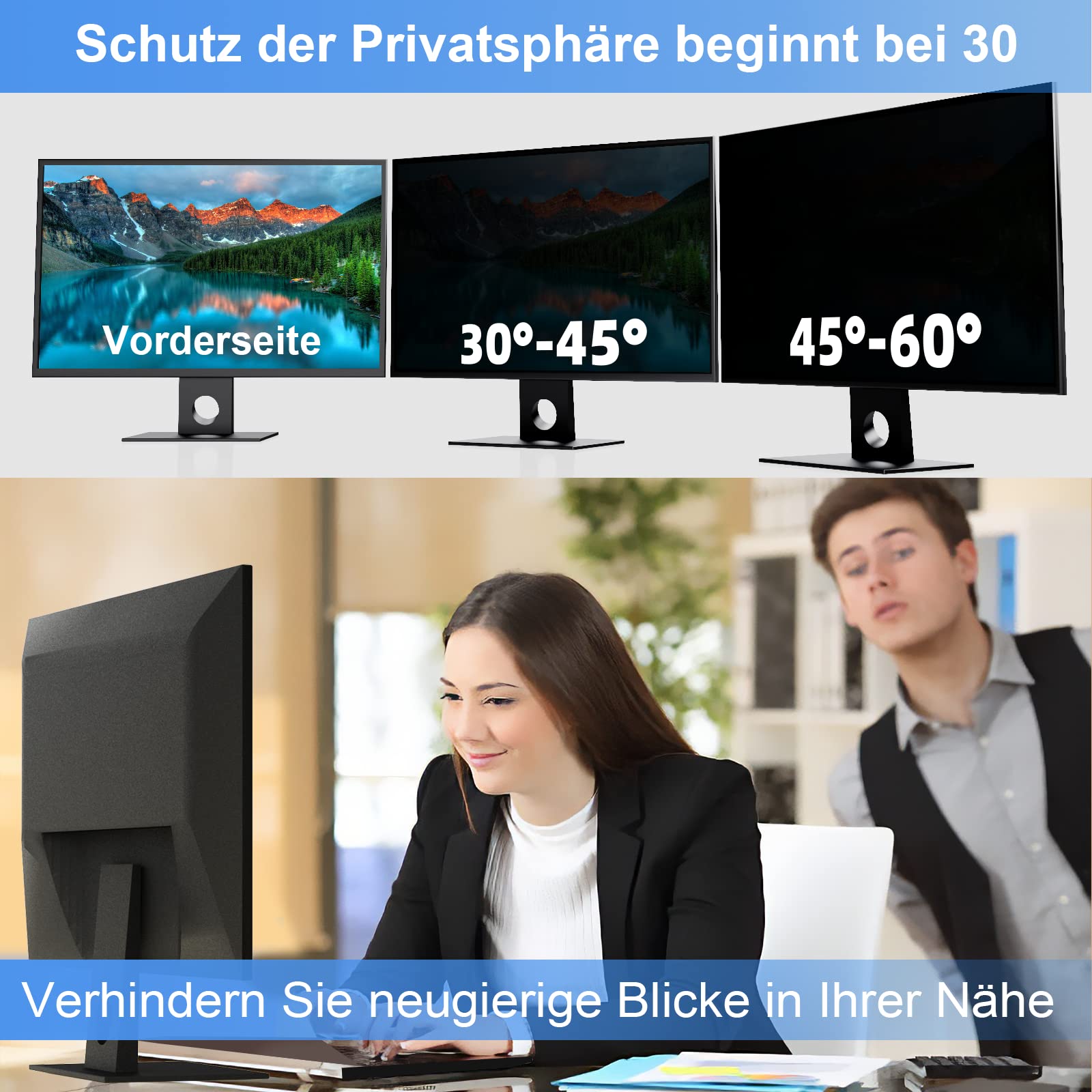Filtr prywatności do monitora 23,6", filtr antyrefleksyjny, zdejmowana ochrona przed wzrokiem, ochrona przed oślepieniem, do folii prywatyzującej 16:9