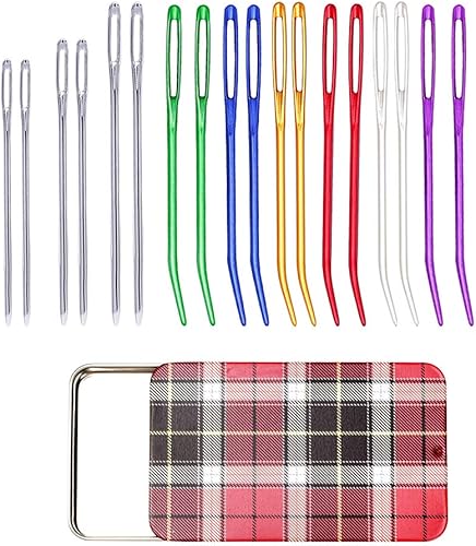 12 Pieces Yarn Needle, Tapestry Needle Bent Embroidery Needles Bent Tip Needles, and 6 Pieces Large-Eye Blunt Needles with Iron Box for Knitting 12 Pieces Yarn Needle, Tapestry Needle Bent Embroidery Needles Bent Tip Needles, and 6 Pieces Large-Eye Blunt Needles with Iron Box for Knitting