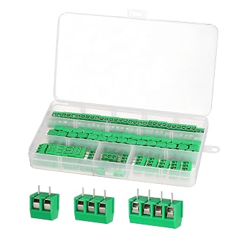 100PCS 2/3 / 4 Pin PCB Mount Screw Terminal Block Connector, Green Socket Strips 5mm Pitch for Arduino and Home Electronics Projects 80 x 2 P, 15 x 3 P, 5 x 4 P