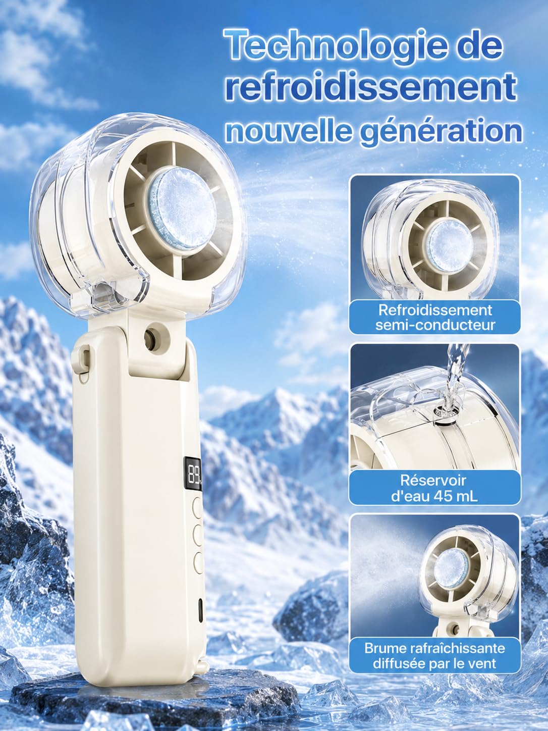 Générique Ventilateur brumisateur portable rechargeable (Mixte)