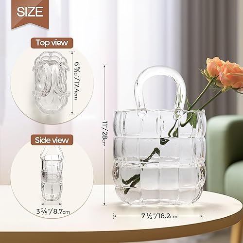 Miniatura 2 de ComSaf Florero de cristal para flores, florero transparente para decoración, jarrón de flores único, jarrón moderno regalo para mujeres, jarrones