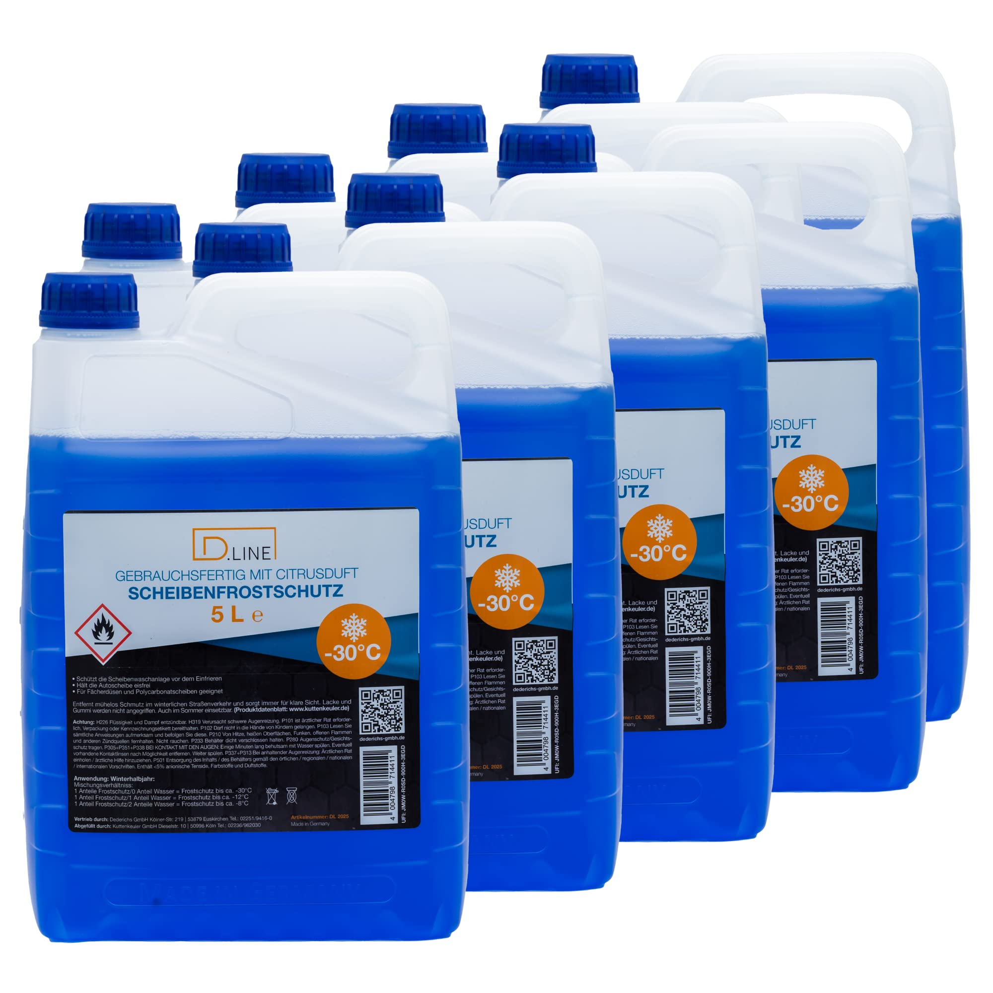 D.LINE Scheibenfrostschutz Gebrauchsfertig 5 Liter | Citrusduft, -30°C