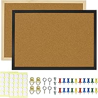 JEFURE 2 Pack 17.7x13.3 Inch Black Framed Cork Boards - Wall Bulletin Boards for Vision Board, Photos, Notes, Office Home School Decor