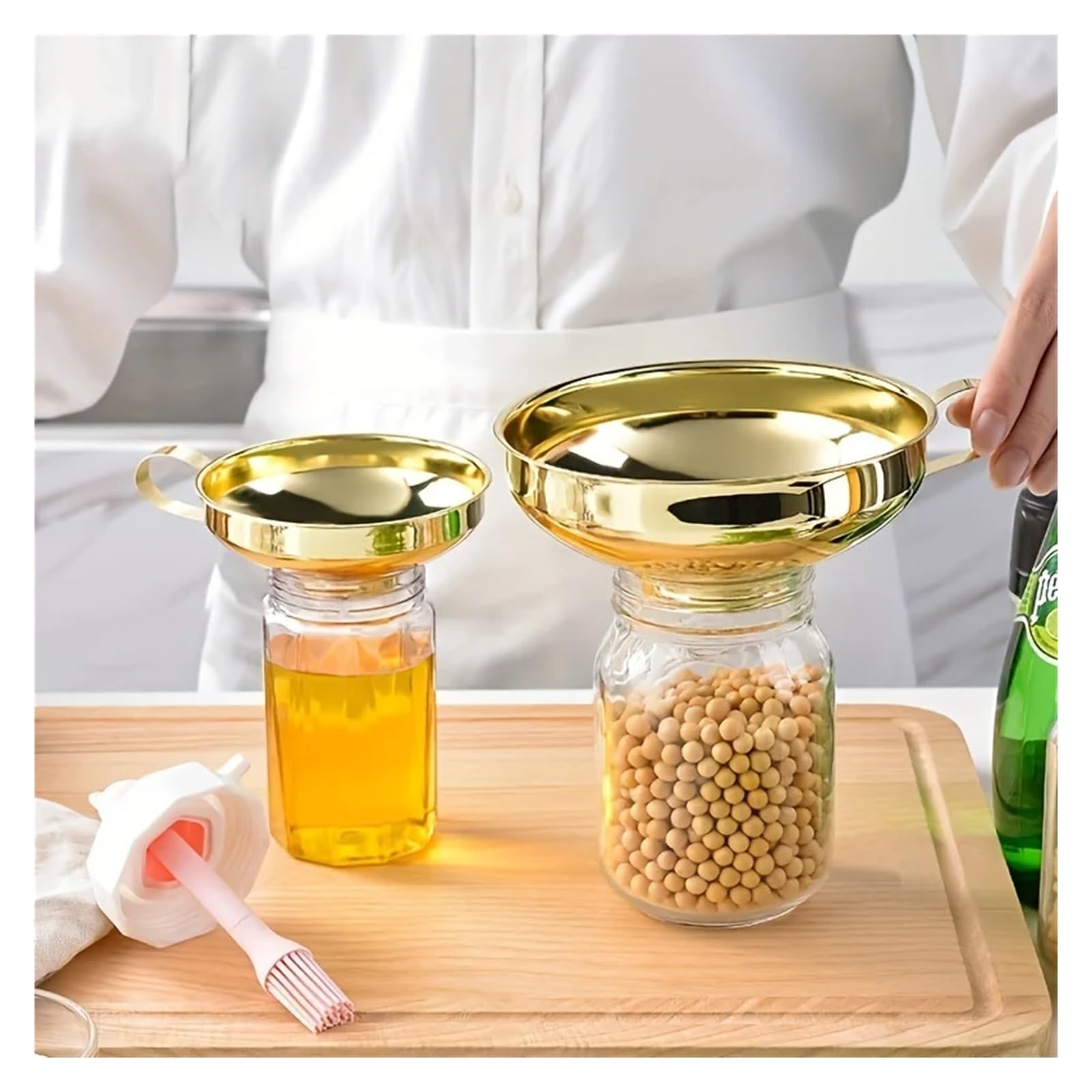 Funnels (hogar y Cocina) 1pc de Acero Inoxidable de Acero Inoxidable Salsa de Ensalada de Embudo Ancho Grueso de moutas