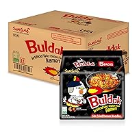 Vista 1 de Samyang Buldak (Korean) Hot Spicy Chicken Stir Fried Ramen (Noodles) 4.94 oz (Pack of 40)