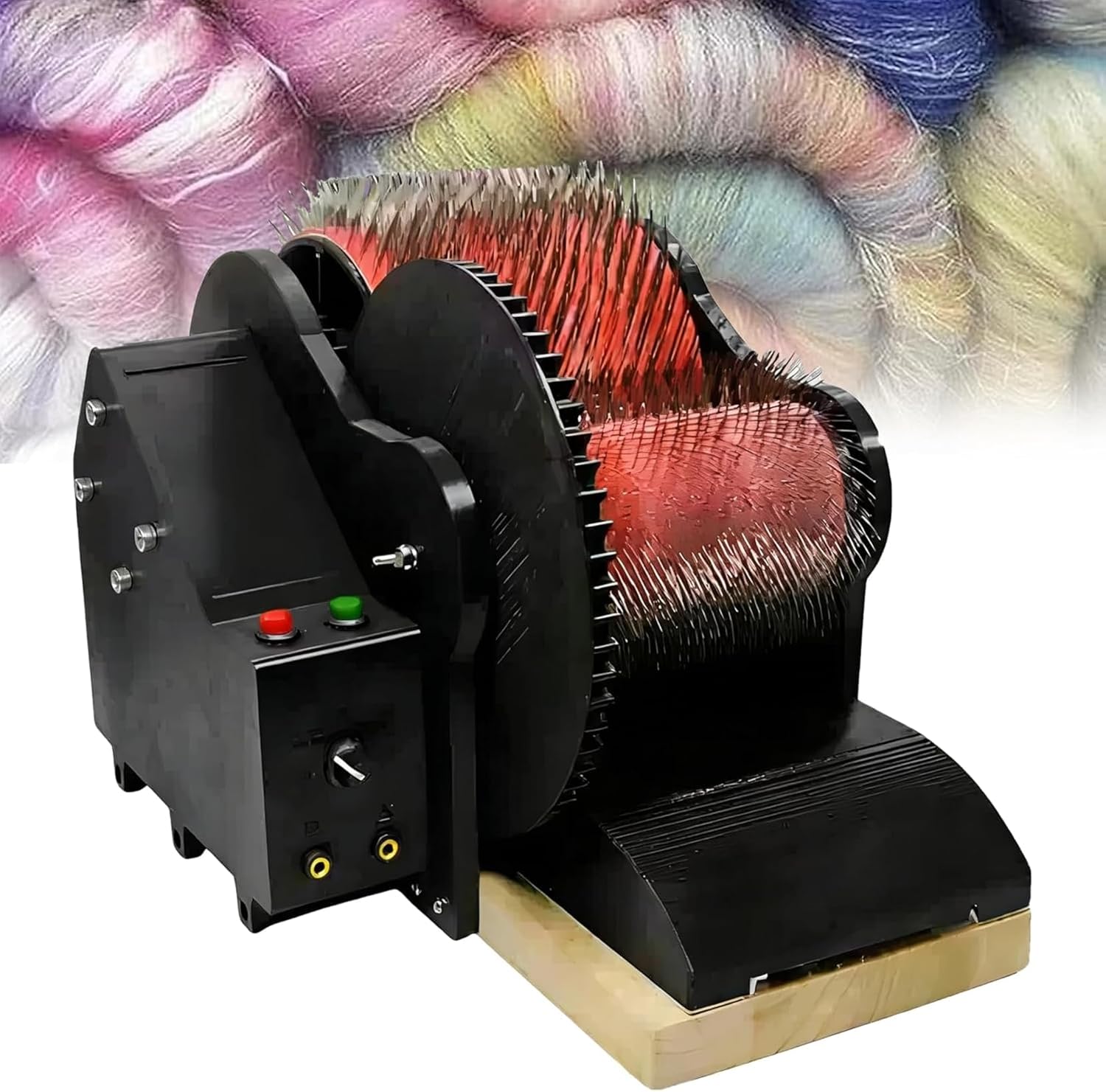 Wool Drum Carding Machine, 50W Electric Combing Machine with Foot Pedal, Adjustable Speed, Max Rotational Speed 56r/min, Ideal for DIY Crafting and Spinning~/