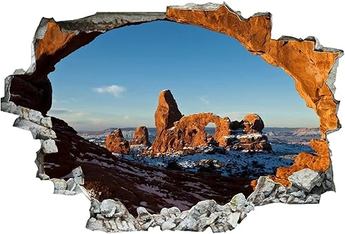 Miniatura 2 de USA Parks Utah Arches Parque Nacional Crag Snow Arch - Calcomanía de pared con diseño de paisaje 3D de ruptura en 3D, calcomanía de pared divertida