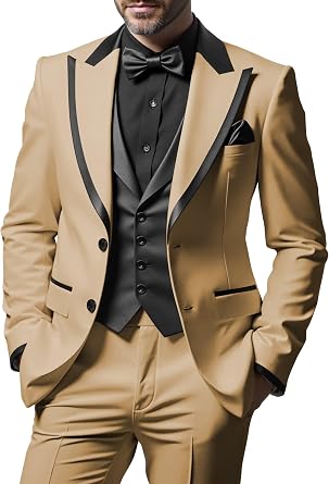 Mens Tuxedo Suit Set Slim Fit 3 Piece Tuxedo for Men Wedding Prom Suits Formal Fashion