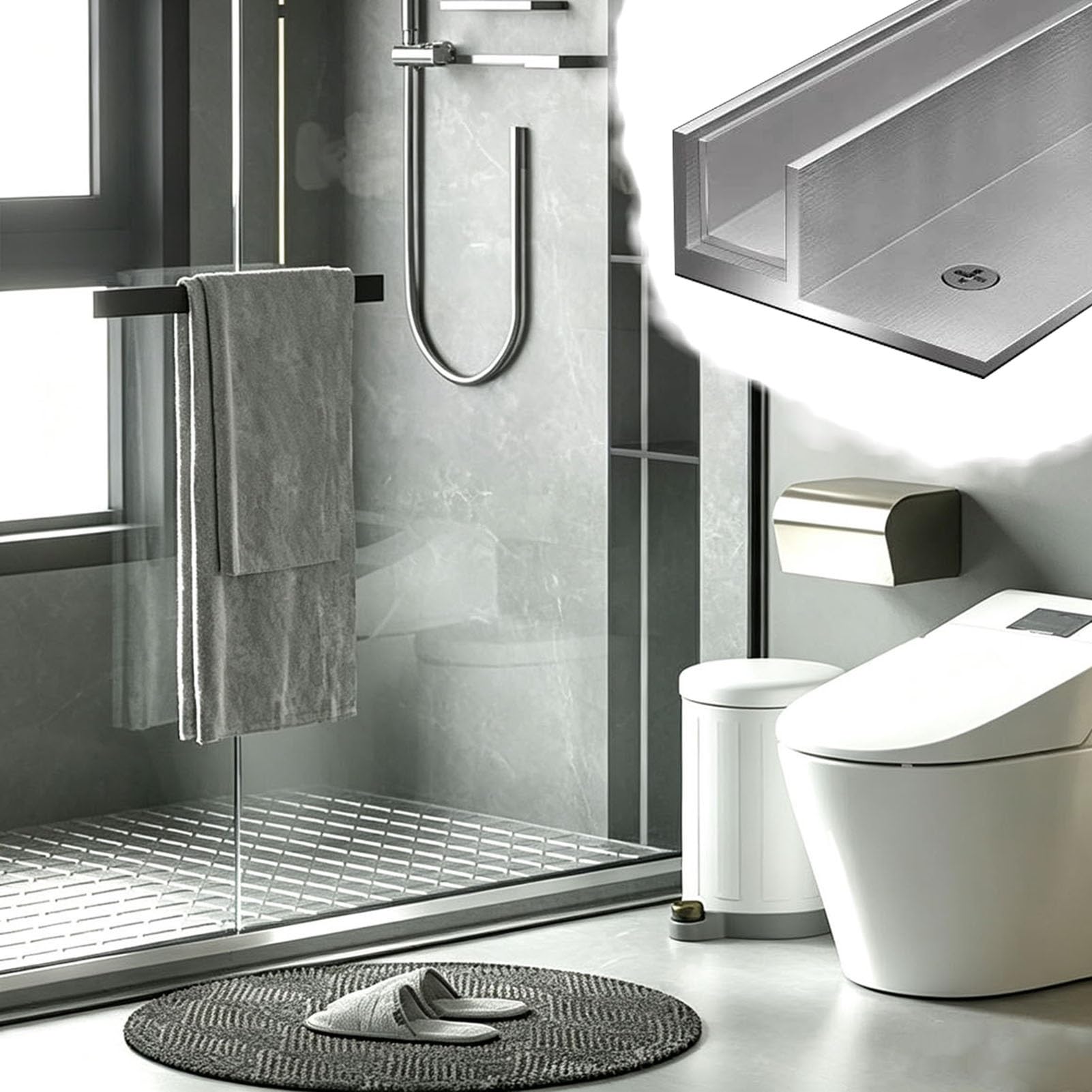 Perfil Aluminio Canal En U Profundo de Vidrio con Cierre Atornillado | Riel de Canaleta Sin Marco de Metal Mate para Baño/balcón/oficina/separación de Hotel, Resistente a La Corrosión
