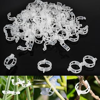 FenMeley100 Pcs Plastic Plants Support Clips Trellis for Climbing Tomato Grape Vine Flower Vegetable Outdoor Secured Reusable Clamp Retaining Grow Upright Holding Ring Makes Plants Healthier(100 Pcs)