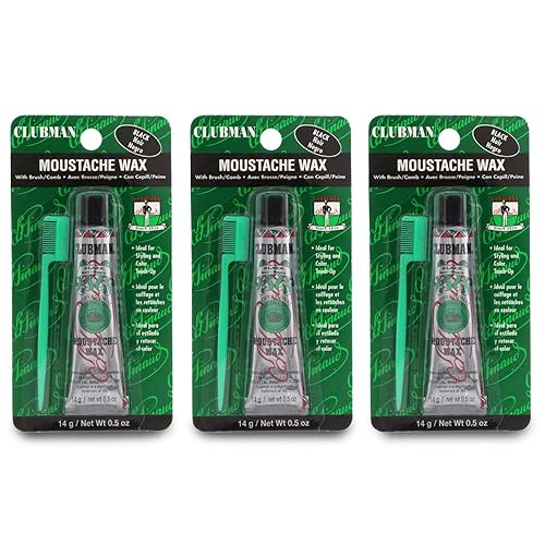 Clubman Paquete colgante de cera para bigote negro 0.5 oz x 3 paquetes