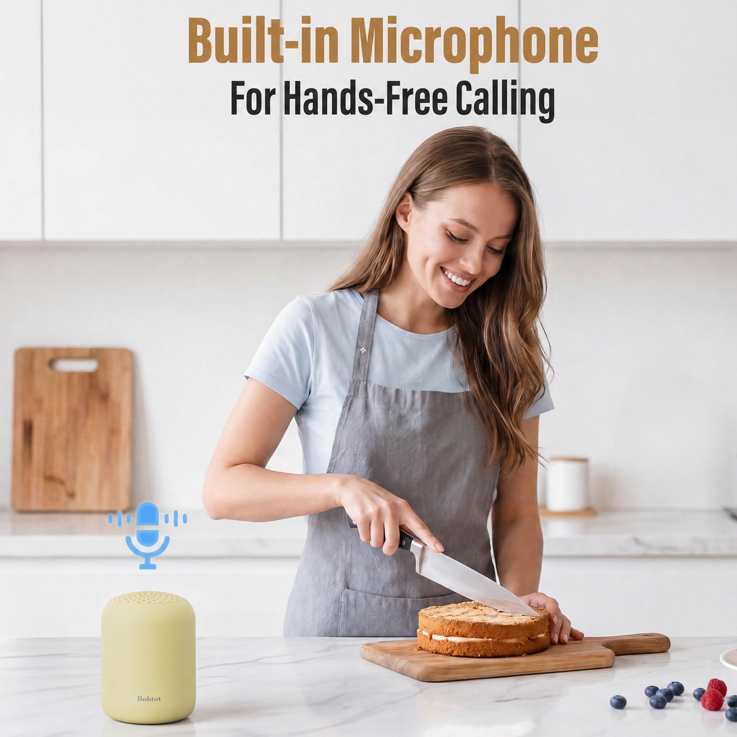 Bobtot Enceinte Bluetooth portable sans fil – Mini haut-parleurs étanches avec son stéréo fort, 24 heures d'autonomie, fonction TWS, microphone intégré, petite taille avec sangle, facile à transporter