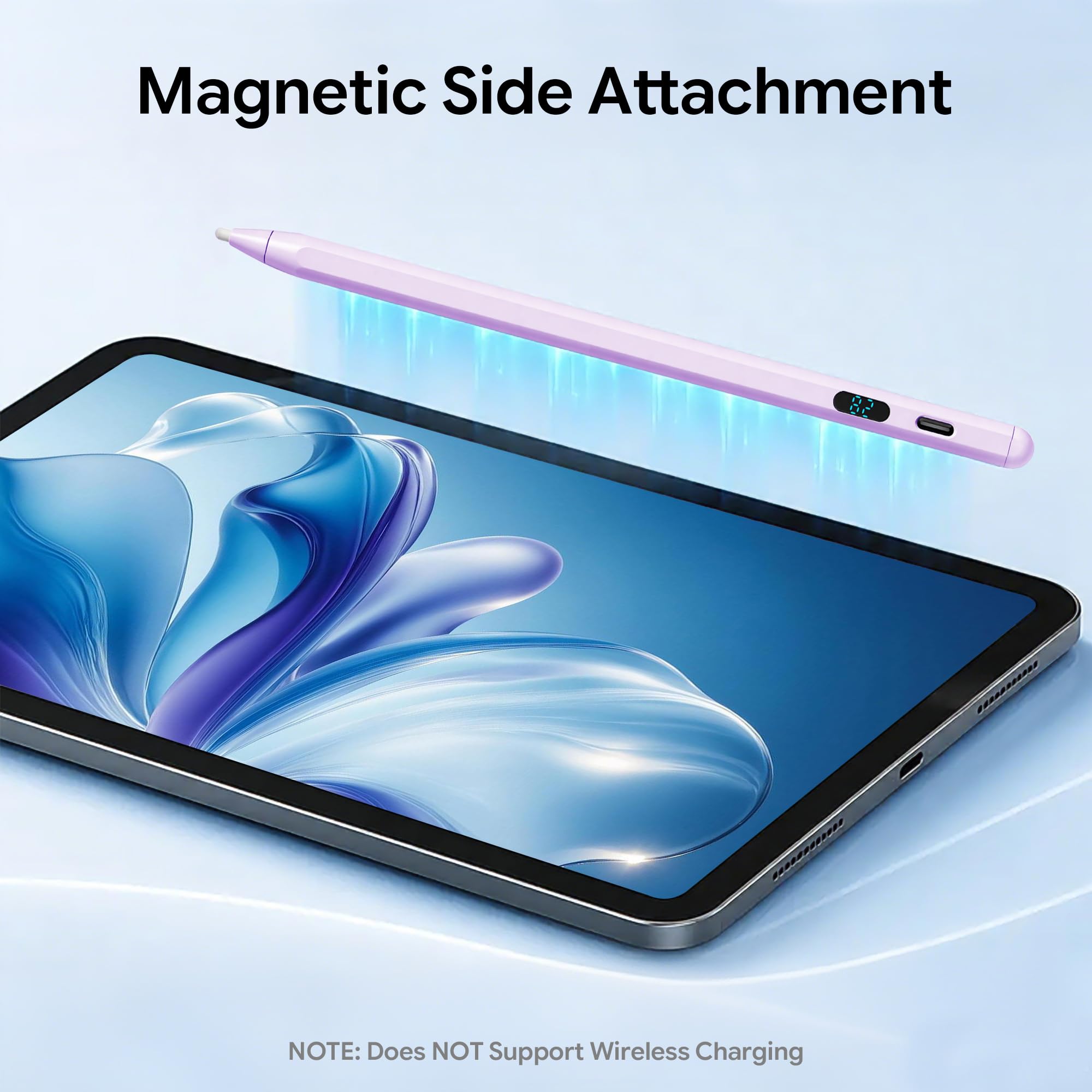 LED Akku Display Stylus Pen, Schnelles Aufladen Aktiver Digitaler Bleistift für iPad iPhone Samsung Android Tablets, Niedrige Latenz & Neigungsempfindlichkeit für Notizen/Zeichnen, Kein Bluetooth