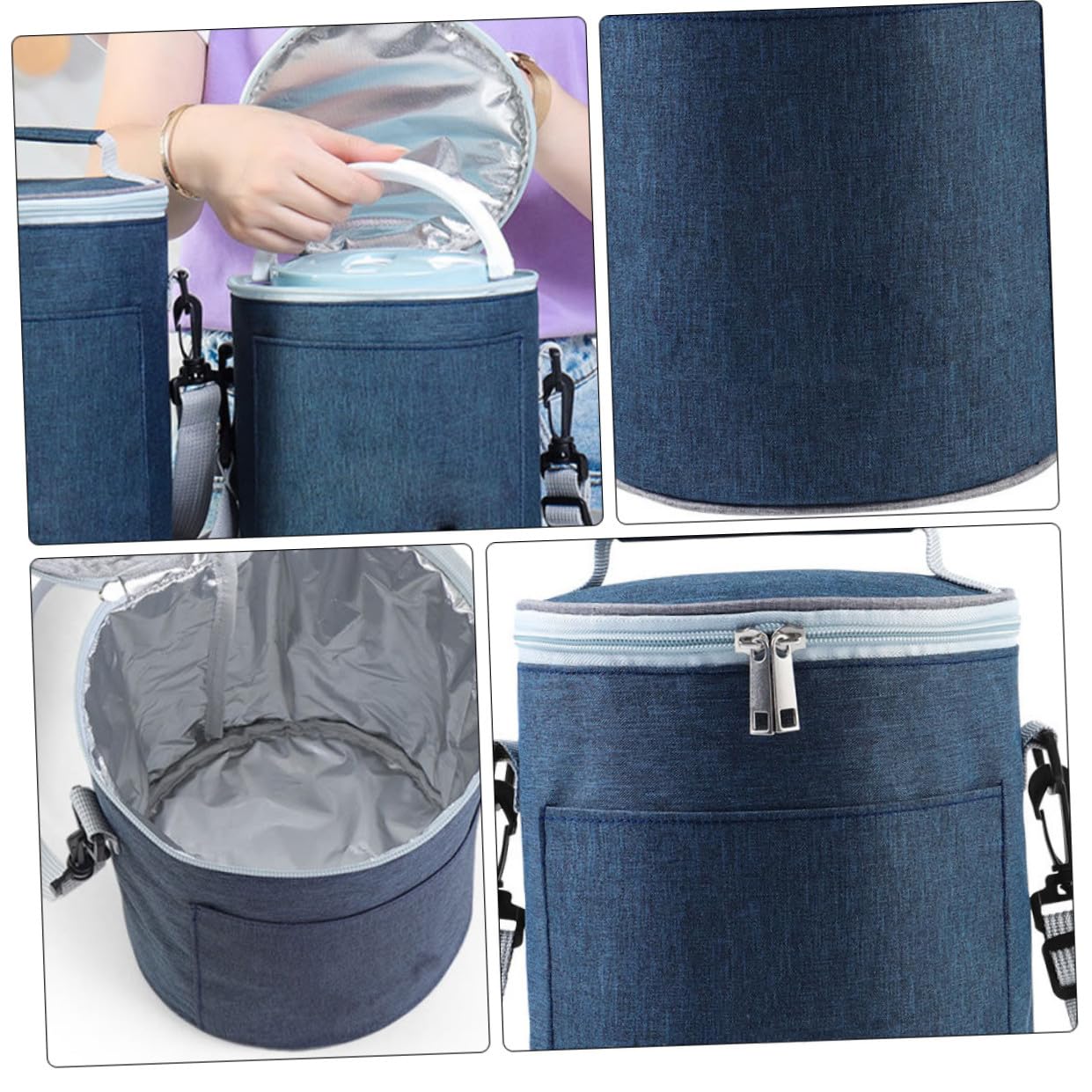 Tragbare Thermotasche Aluminiumfolie Oxford Gewebe Camping Isoliertasche Mittlere Lunchbag Picknick Lebensmittelaufbewahrung