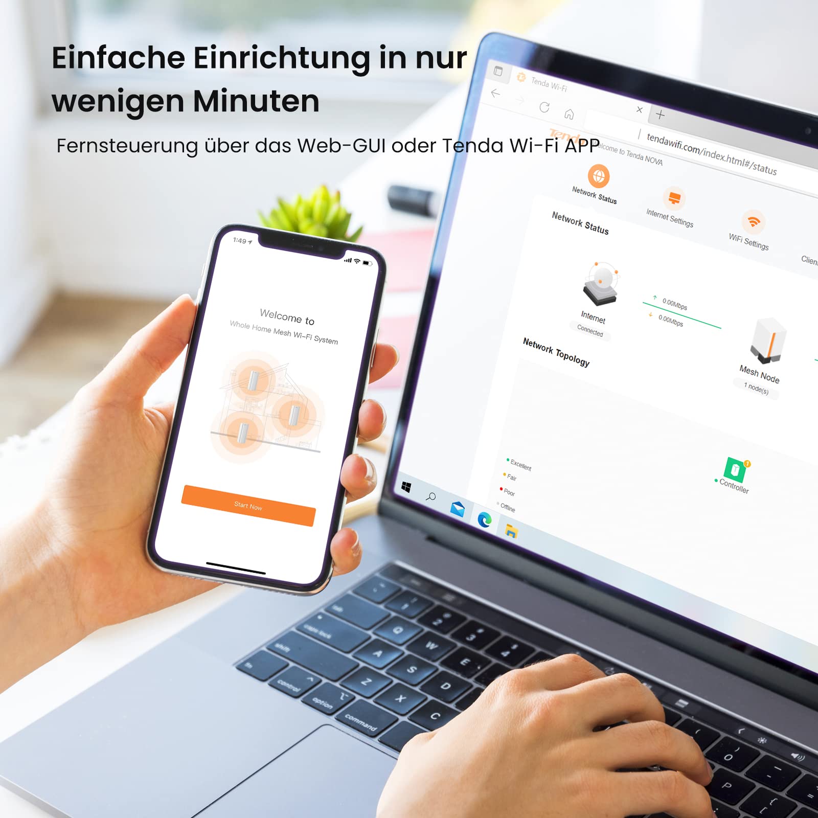 Tenda Nova MX12 Mesh WLAN System -AX3000 Wi-Fi 6 Dualband Mesh Set - empfohlen für Häuser mit 1-2 Schlafzimmer - 6xGigabit Port - Ersetzt Router und Repeater - APP Steuerung - WPA3-2er Pack – Bild 8