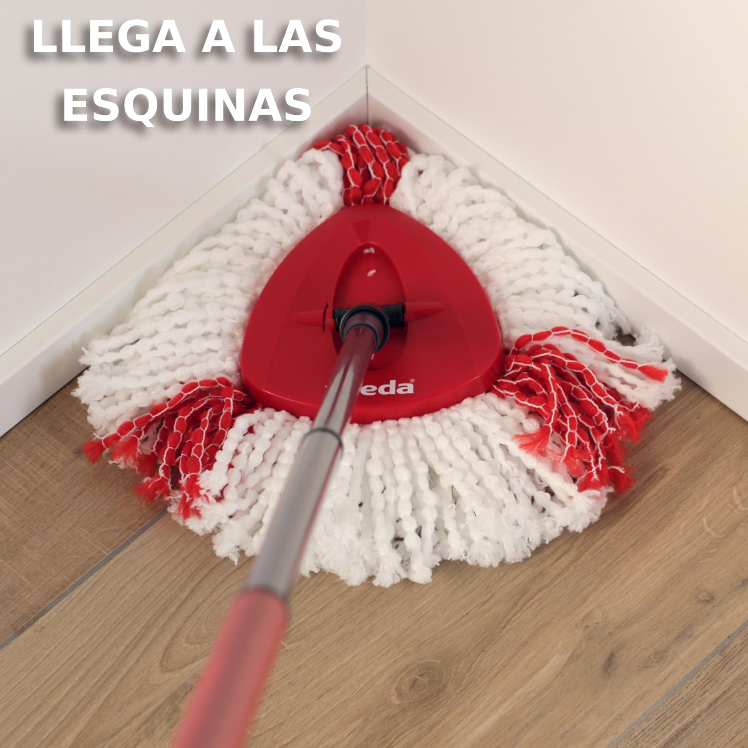 Vileda Turbo - Set de fregado con Cubo con Pedal - Palo telescópico 85-123 cm - Sistema de fregado de Suelos con escrruido Giratorio- Recambio de Microfibra 2 en 1 - Color Gris y Rojo - 5